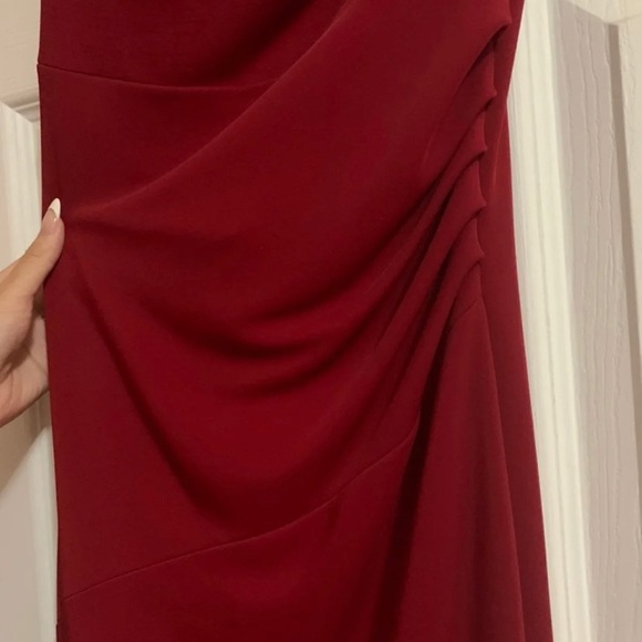 Red Cowl Neck Sleeveless Midi Dress - Picture 3 of 7